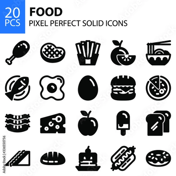 Obraz food solid icons bundle pixel perfect