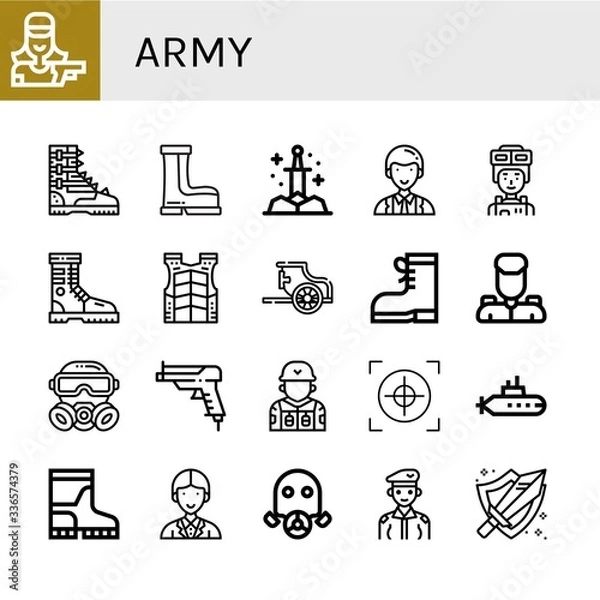 Fototapeta army icon set