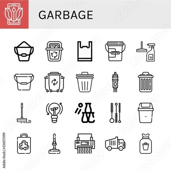 Fototapeta garbage simple icons set
