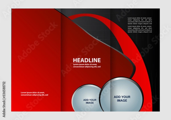 Obraz Tri-fold brochure template design, business leaflet, booklet wave
