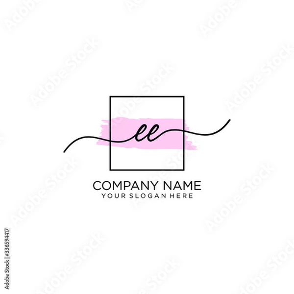 Fototapeta EE initial Handwriting logo vector templates