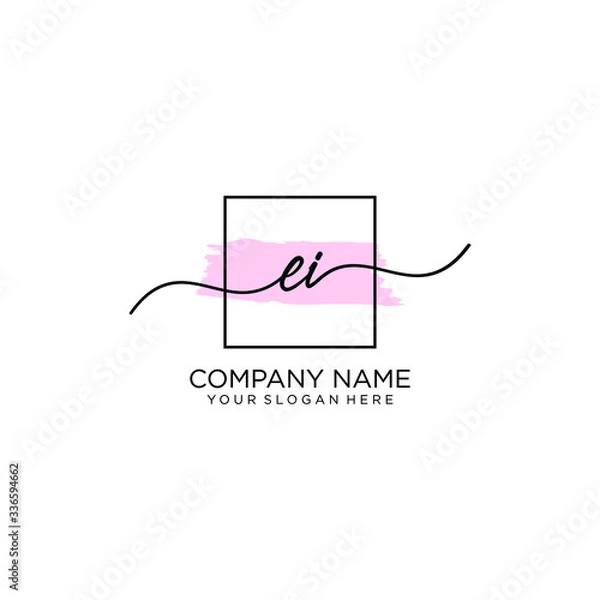 Fototapeta EI initial Handwriting logo vector templates
