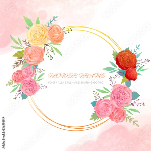 Obraz 원형 꽃 프레임