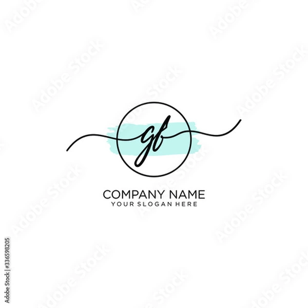 Fototapeta GF initial Handwriting logo vector templates
