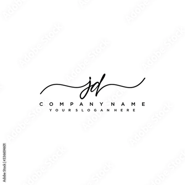 Fototapeta JD initial Handwriting logo vector templates