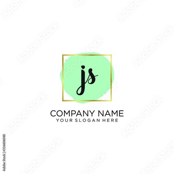 Fototapeta JS initial Handwriting logo vector templates