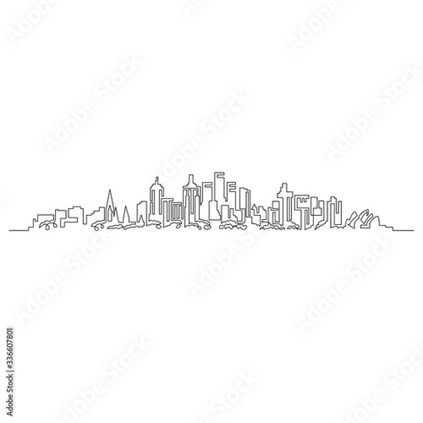 Obraz Continuous linear, city skyline. Minimalistic illustration