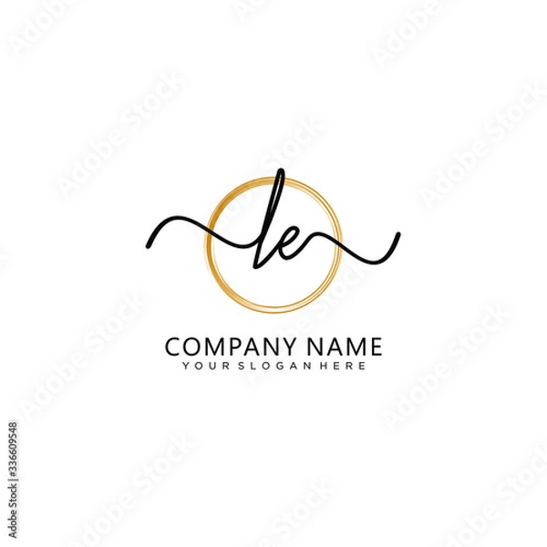 Fototapeta LE initial Handwriting logo vector templates