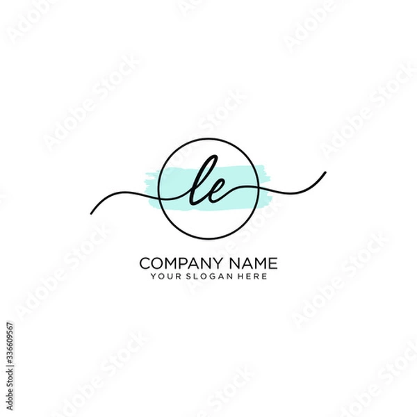 Fototapeta LE initial Handwriting logo vector templates