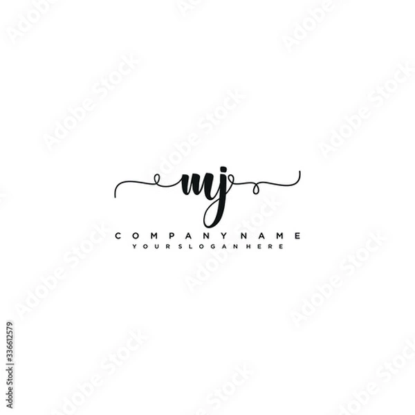 Fototapeta MJ initial Handwriting logo vector templates