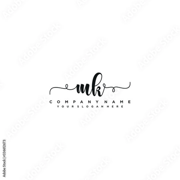 Fototapeta MK initial Handwriting logo vector templates