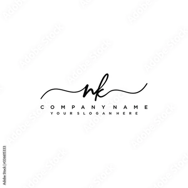 Fototapeta NK initial Handwriting logo vector templates