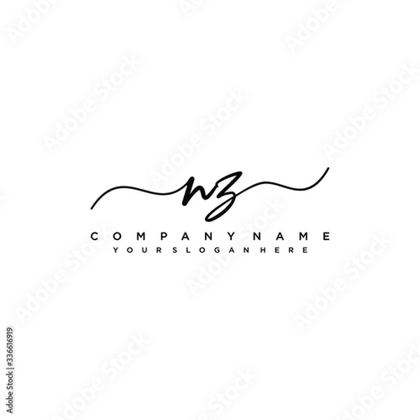 Obraz NZ initial Handwriting logo vector templates