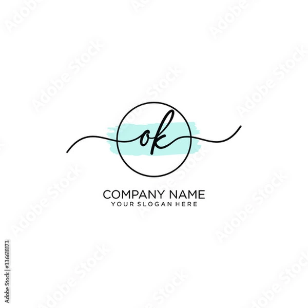 Fototapeta OK initial Handwriting logo vector templates