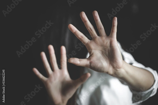 Fototapeta Stop violence against women, Woman victim of domestic violence and abuse.