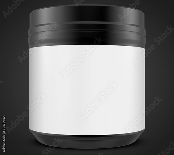 Fototapeta Realistic 3D Bottle Mock Up Template on Black Background.3D Rendering,3D Illustration.Copy Space