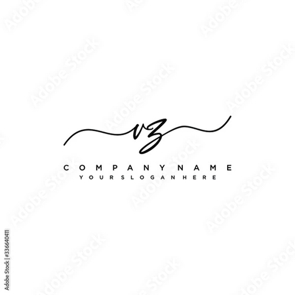 Fototapeta VZ initial Handwriting logo vector template