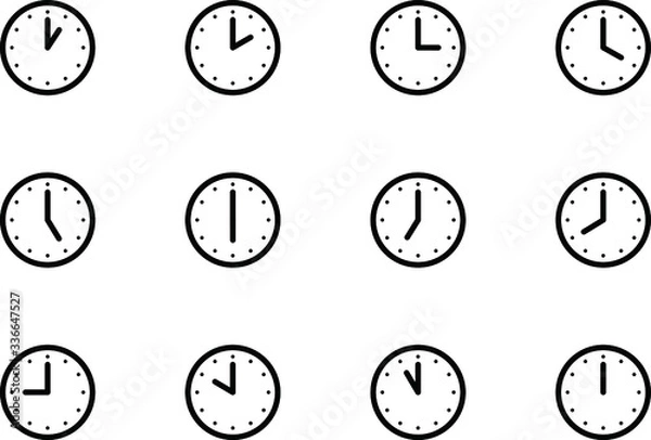 Fototapeta 時計のアイコン、ピクトグラム、イラスト、シンプル