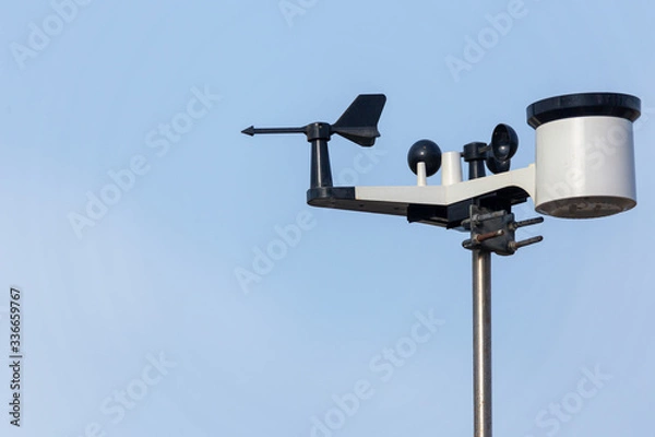 Fototapeta Automatic coastal weather station with copy space.