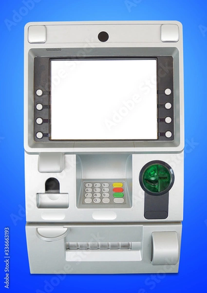 Fototapeta ATM cash machine with empty screen clipping path inside