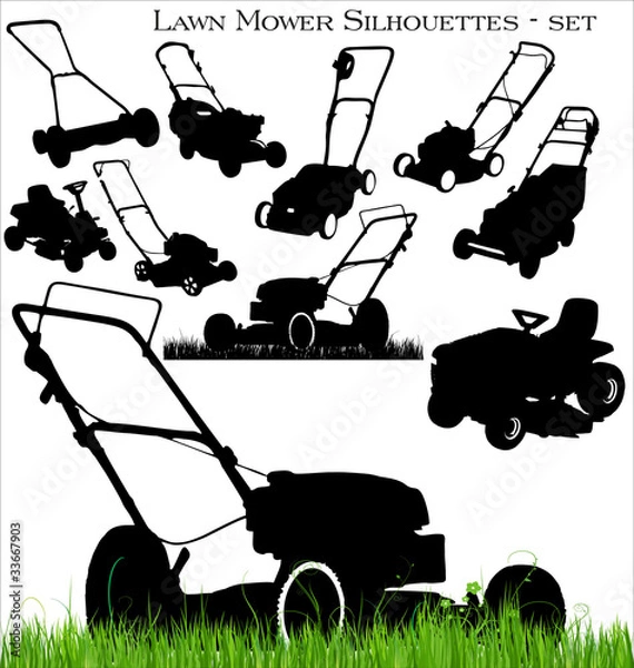 Fototapeta lawn mower set