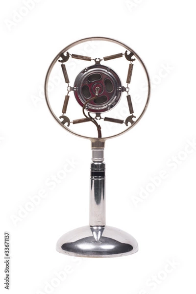 Fototapeta metal microphone on white background