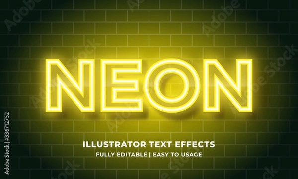 Fototapeta Yellow Neon 3d Text Effect