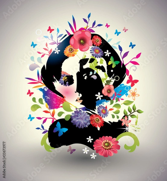 Obraz Vector floral girl