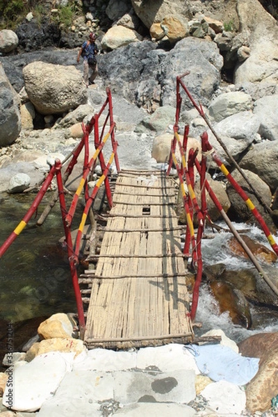 Obraz Footbridge over a mountain river