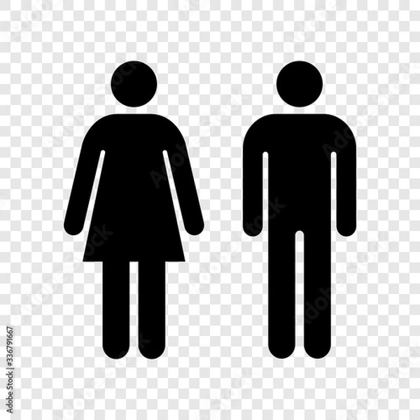Fototapeta Women and men sign WC restroom couple pair simple icon isolated vector EPS 10