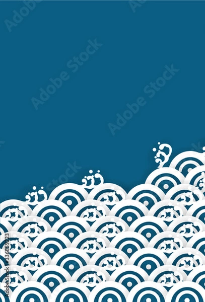 Fototapeta 海　波　暑中見舞い　背景