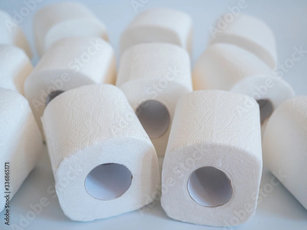 Obraz close up of a toilet paper roll on white background