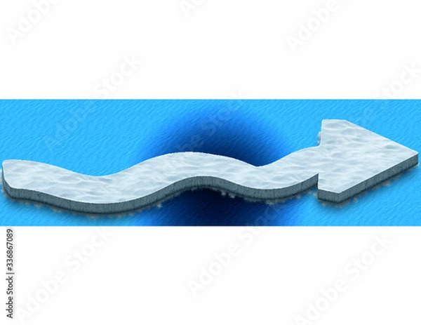 Fototapeta ice 2D arrow on water