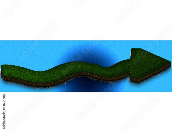 Obraz land 2D arrow on water