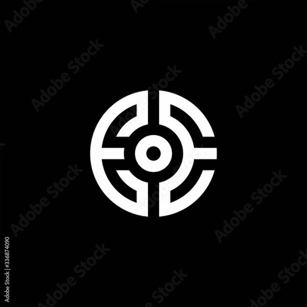 Obraz EE monogram logo with abstract circle style and dot in the middle