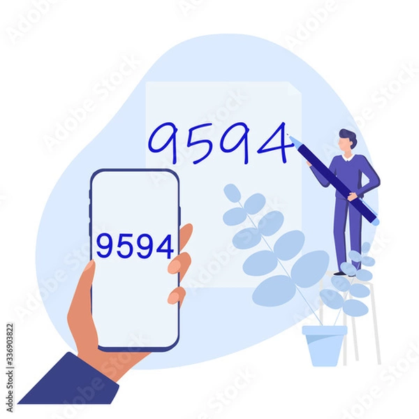 Obraz Optical character recognition with smartphone. Electronic conversion handwritten text into machine-encoded text. Vector concept illustration.