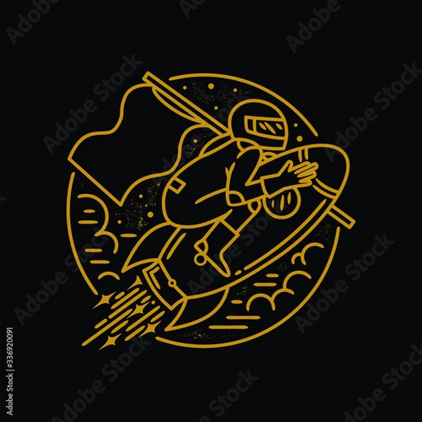 Obraz vector outline illustration with gold color