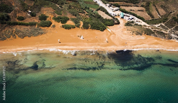 Fototapeta Ramla Bay, Gozo, from the Air