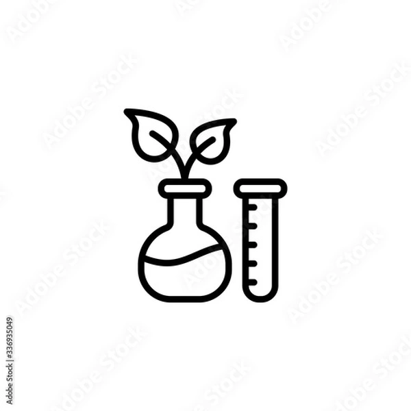 Fototapeta Plant in a flask icon. Tube vector icon. Herbs lab symbol. Trendy Flat style for graphic design, Web site, UI. EPS10. - Vector illustration