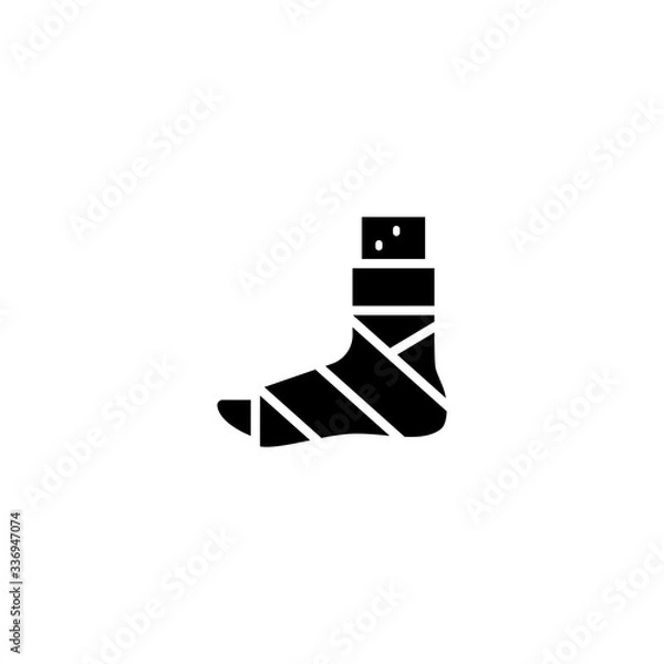 Fototapeta Plastered foot icon. Broken leg icon. Broken feet with bandage illustration symbol design. Element of medicine physiotherapy of legs symbol for mobile concept and web apps.