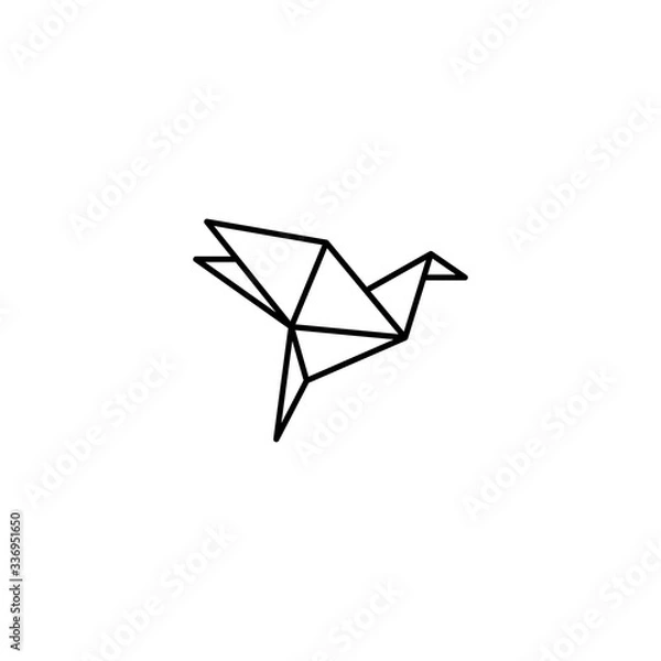 Fototapeta Flying Bird Icon. Origami Logo Vector. Geometric line shape for art of folded paper icon. Trendy Flat style for graphic design, Web site, UI. EPS10. - Vector illustration