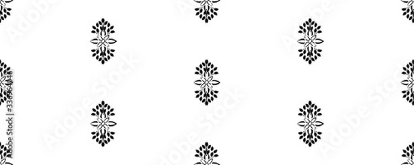 Obraz Stylish vintage black on white ornament seamless pattern. Allover vector design for fabric, apparel textile, interior