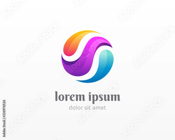 Fototapeta Abstract colorful circle logo. Simple sphere vector icon