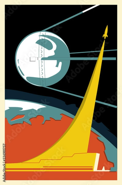 Fototapeta cosmonautics day vector card, space card, space