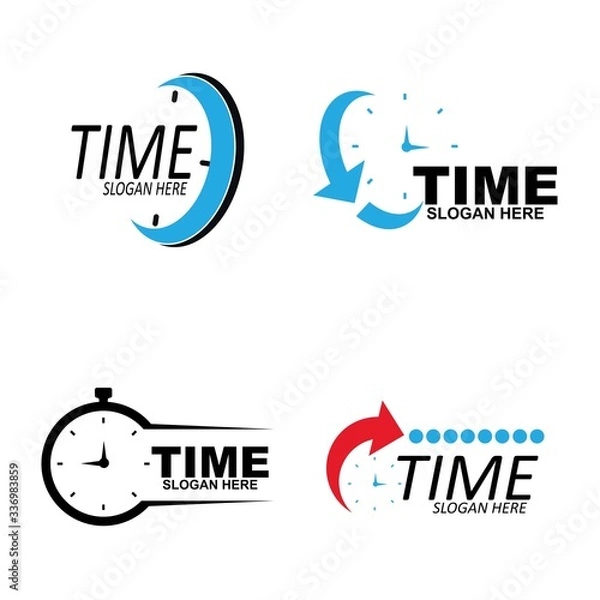 Fototapeta Clock icon symbol logo design template vector illustration 
