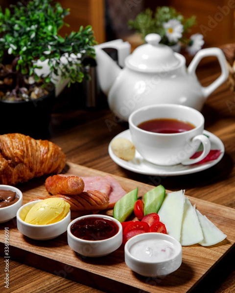 Obraz breakfast set with black tea ___