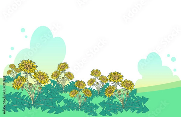 Fototapeta たんぽぽのある風景