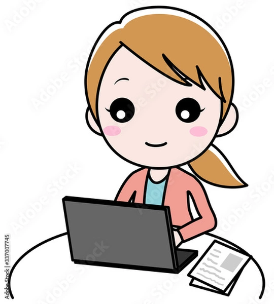 Fototapeta パソコンで作業をする女性