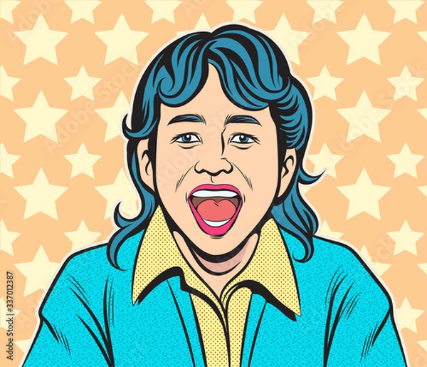 Obraz Business women laugh happily. Pop art retro hand drawn style vector design illustrations.