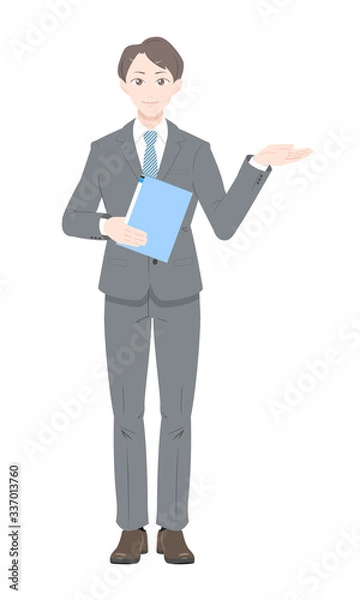 Obraz 案内　書類　ビジネス　スーツ　男性　全身